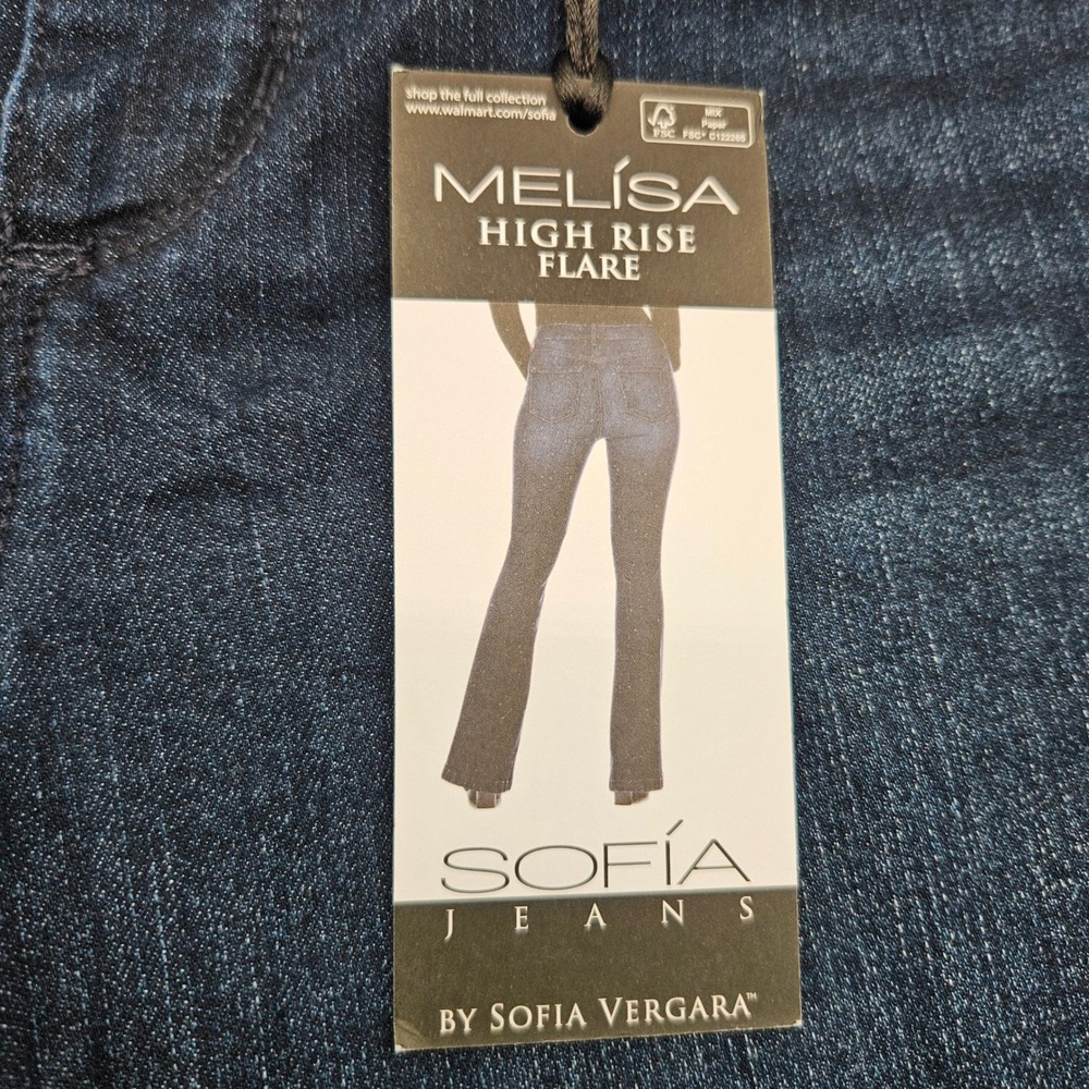 Sofia Jeans Sofia Vergara Melisa High Rise Flare Dark Wash Denim 14 Short NEW - Picture 3 of 11